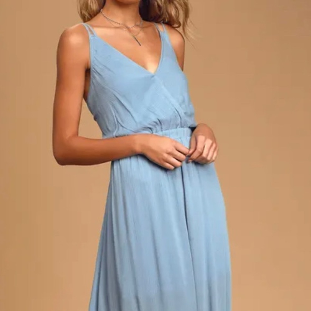 Lulus Lost in Paradise Slate Blue Maxi Dress